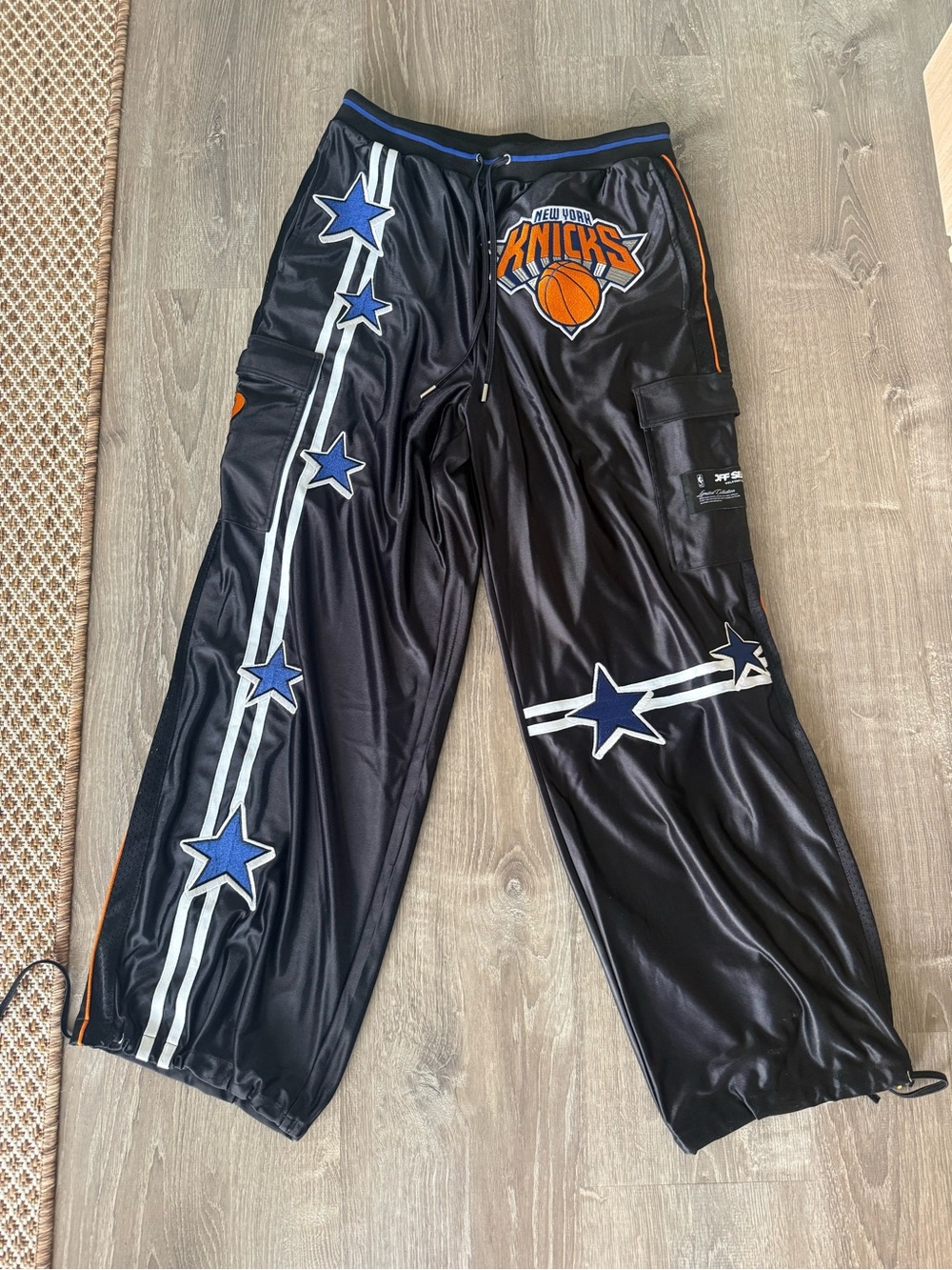 New York Knicks Black Track Pants with Star Detail